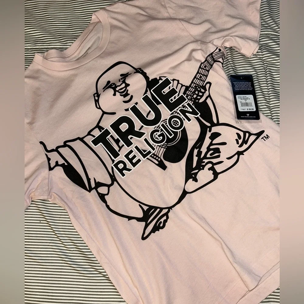 True Religion Pink Graphic Logo Short Sleeve Tee
